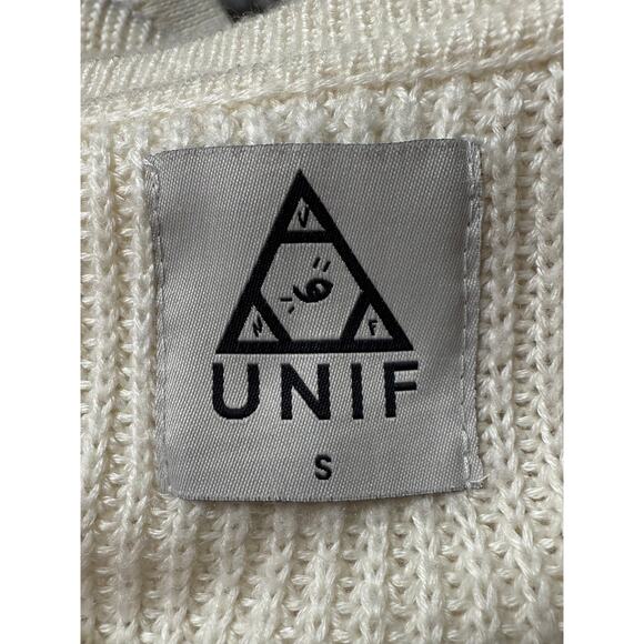 UNIF White Red Jumper Cheerleading Sweater Circa 2014 Size Small Long Sleeves - Picture 9 of 10